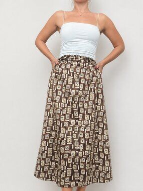 Vintage 90's My-Michelle Women's Brown Print Skirt